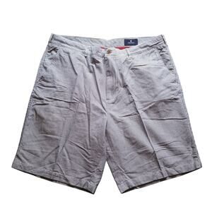 Cremieux Newport Striped Seersucker Flat Front Men' Shorts Blue&White 9" Size 40